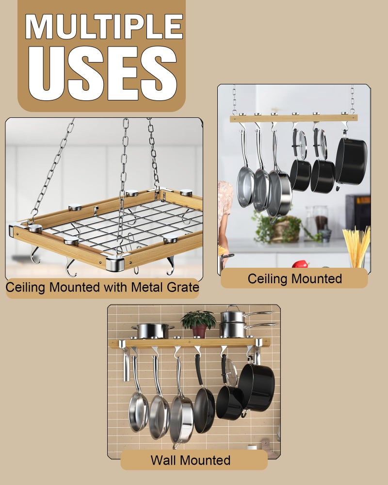 Cooks Standard Hooks, 4 Pack Aluminum Ceiling Hooks for Pot Rack, 30 lbs Max Load Heavy Duty Kitchen Hooks Hanger , Waterproof and Oilproof Moveable Hooks Organize for Kitchen-Silver - Image 3