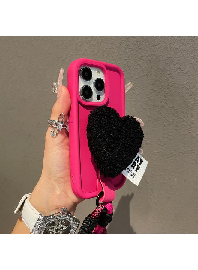 The Bros حافظة هاتف لجهاز آيفون 11 برو ماكس بتصميم قلب من الفرو الإبداعي مع حبل - Image 2