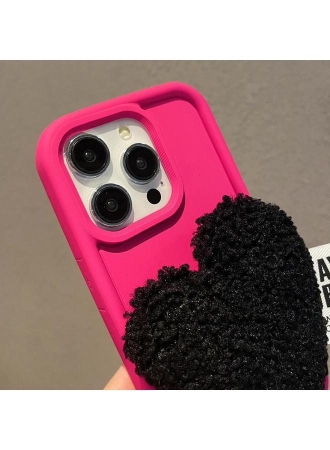 The Bros حافظة هاتف لجهاز آيفون 11 برو ماكس بتصميم قلب من الفرو الإبداعي مع حبل - Image 4