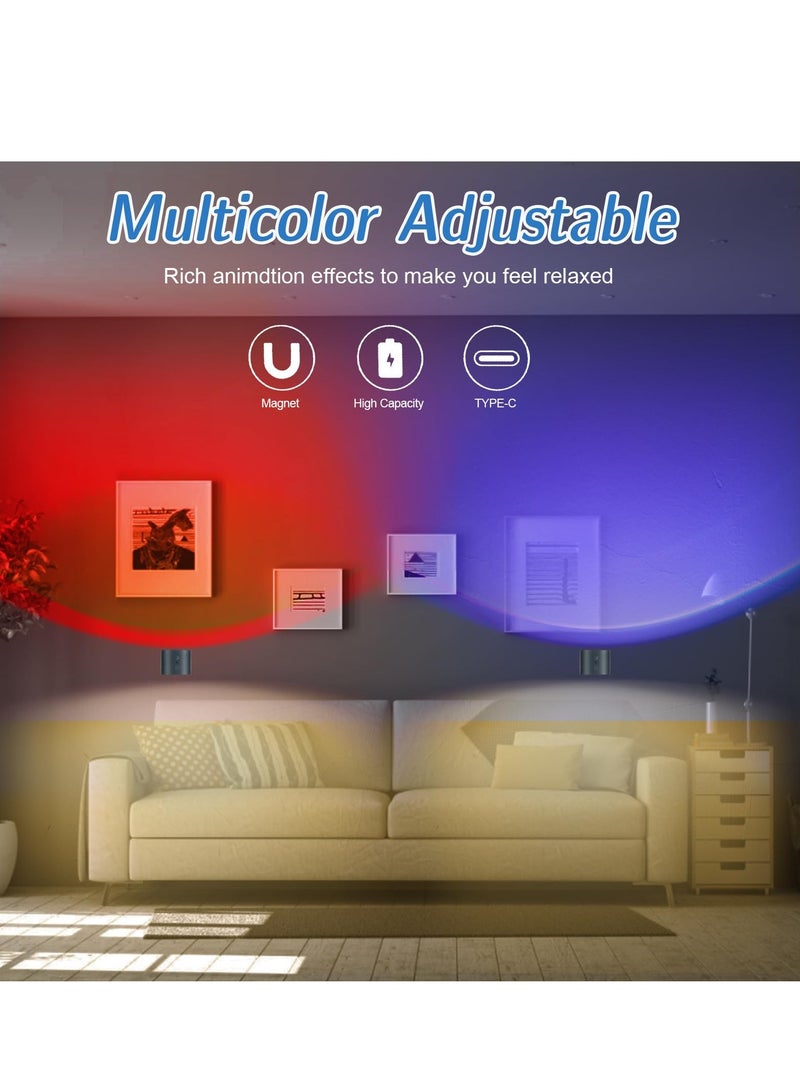 شو وو 1 قطعة من مصابيح LED المثبتة على الحائط، مصباح حائط RGB يعمل بالبطارية القابلة لإعادة الشحن، 3 درجات حرارة ألوان وإضاءة لاسلكية قابلة للتعتيم 360 درجة لغرفة النوم وغرفة المعيشة  - Image 2