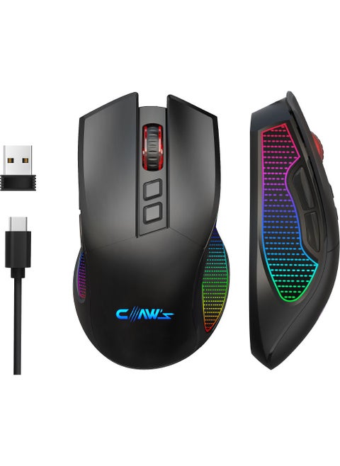 Crossfire Air V1 Wireless 10000 Dpi Pixart PMW3325 Sensor Macro Software Chromatic RGB Wireless Gaming Mouse - Black (2.4 GHz Wireless + BT5.1 + Type-C Support)
