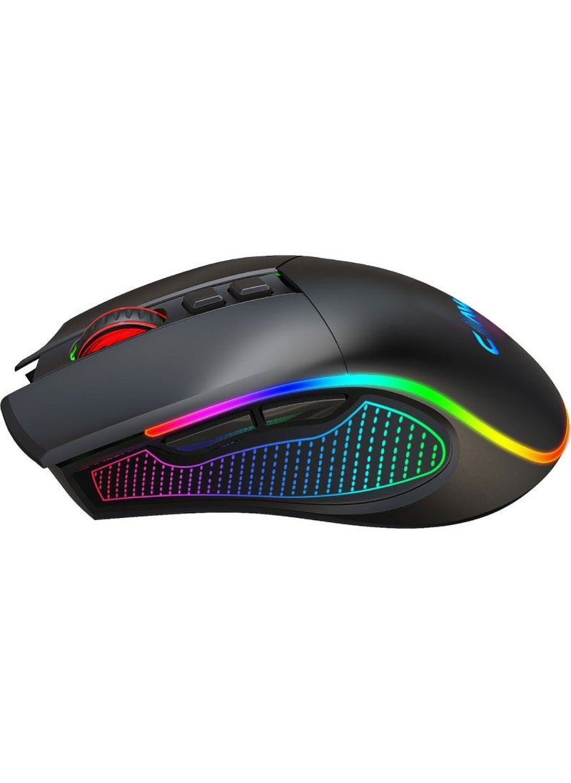Claw's Crossfire Air V1 Wireless 10000 Dpi Pixart PMW3325 Sensor Macro Software Chromatic RGB Wireless Gaming Mouse - Black (2.4 GHz Wireless + BT5.1 + Type-C Support)  - Image 4