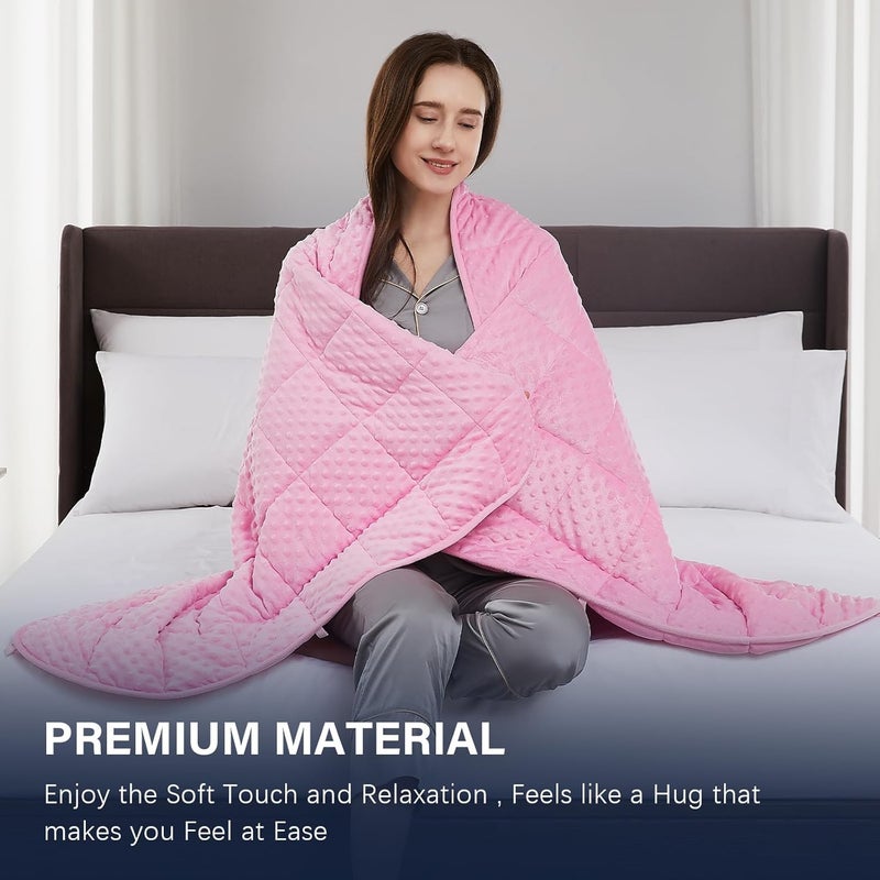 CuteKing Weighted Blanket - Weighted Blanket with Premium Glass Beads - Heavy Blanket Crystal Velvet for Comfort Sleep - Thick Blanket All Season (12lbs, 48"x72", Pink Bubble) - Image 2
