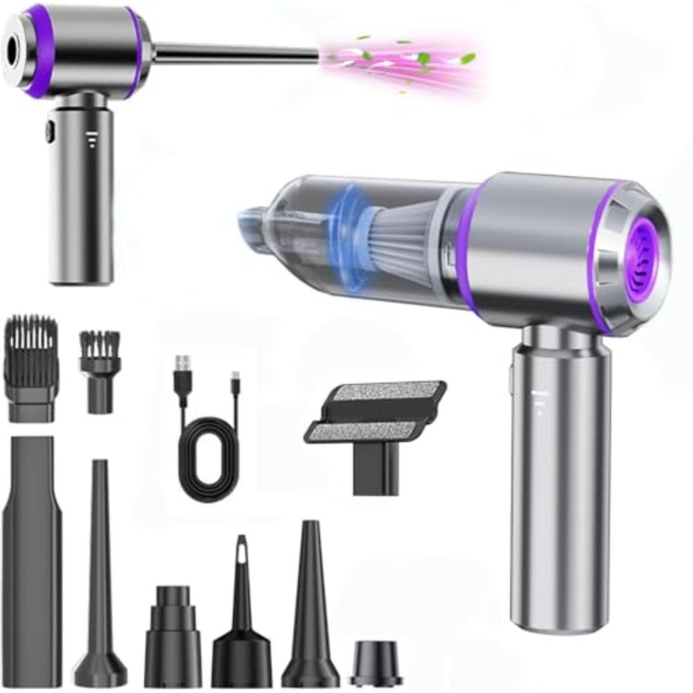 Car Vacuum Portable Cordless 16000PA 4-in-1 Handheld Brushless Motor Vacuum Cleaner with Compressed Air Duster, Air Blower Pump For Car, Home, Office, Camping