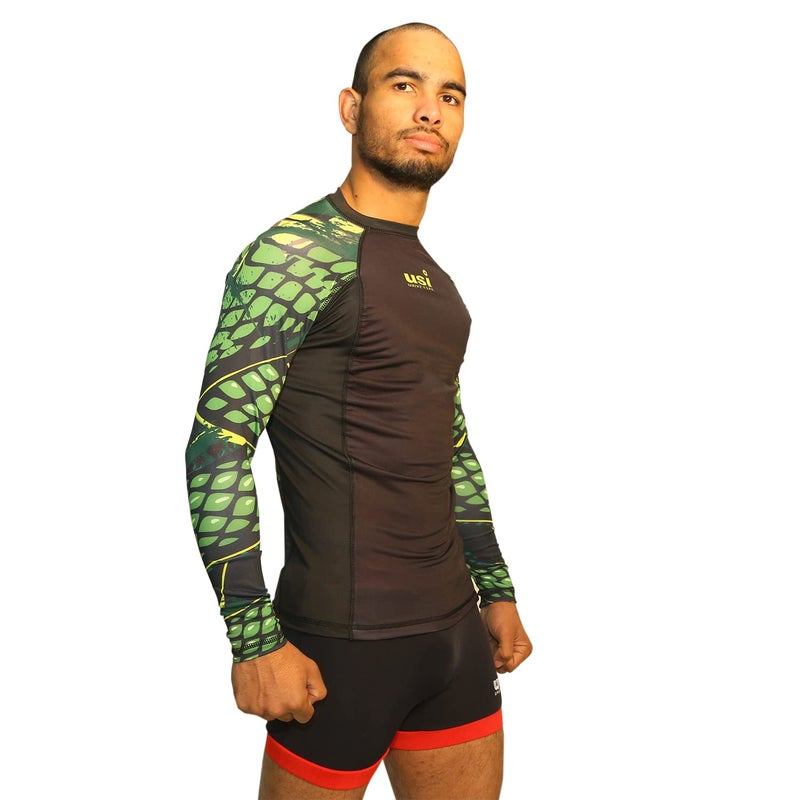 USI UNIVERSAL Rash Guard for Gym, 411RS Snake Rashguard for Running, Cycling, Swimming, Cricket, Basketball | Rashguard Swimming Costume for Men | Rash Guard for Men (Medium, Green) - Image 4