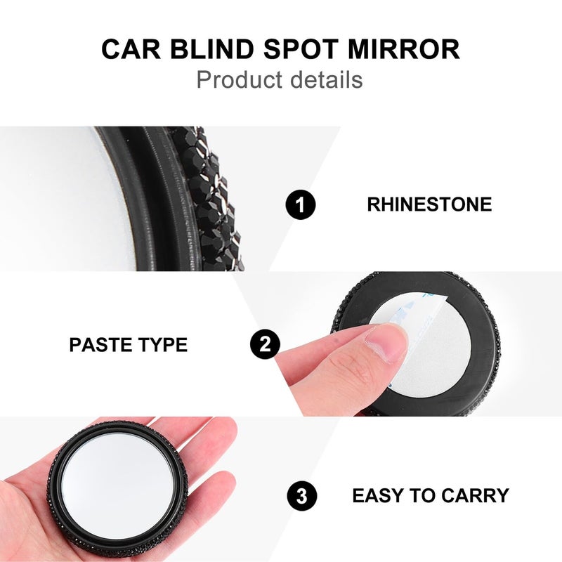 Black Plastic Car Blind Spot Mirror 360 Degree Adjustable Rotatable Wide Angle - Image 4