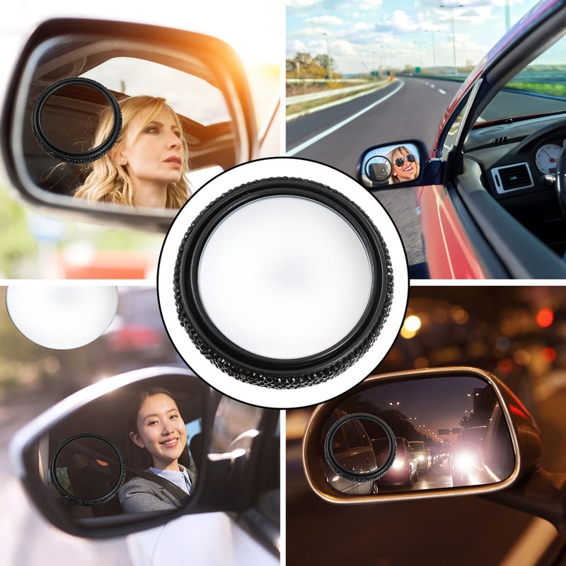 Black Plastic Car Blind Spot Mirror 360 Degree Adjustable Rotatable Wide Angle - Image 5