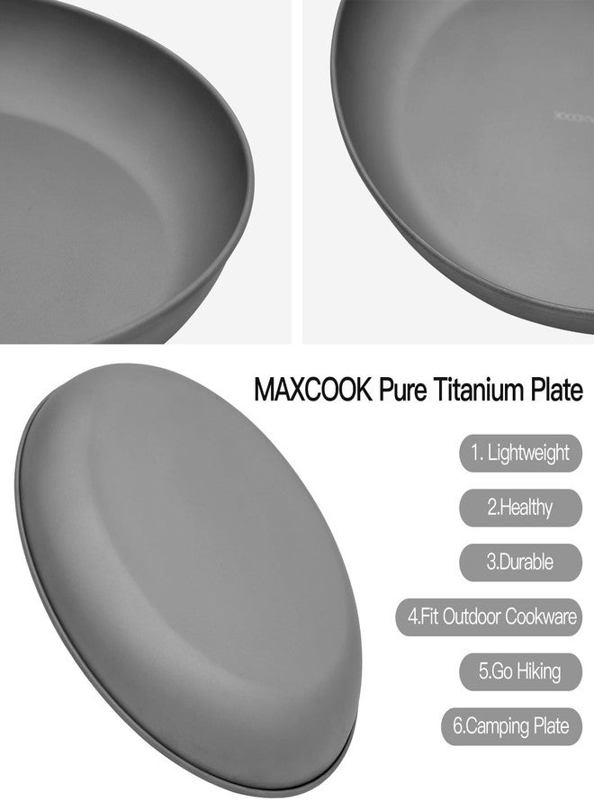 MAX COOK MAXCOOK Pure Titanium Camping Plate, 7.68 Inch Ultralight Durable Titanium Dish Plate Cookware, Outdoor Backpacking plate for Camping Hiking Kitchen (19.5 cm) - Image 3