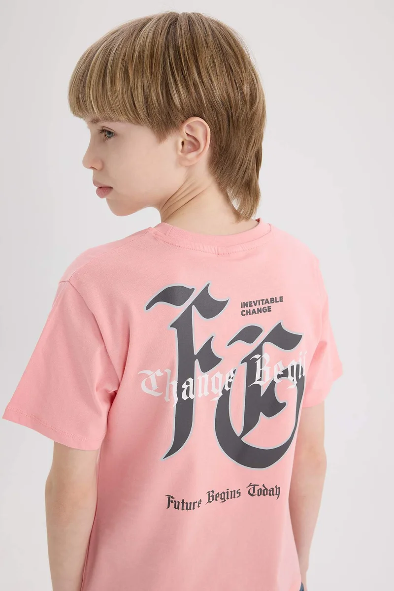 ديفاكتو Boy New Regular Fit Crew Neck Printed T-Shirt