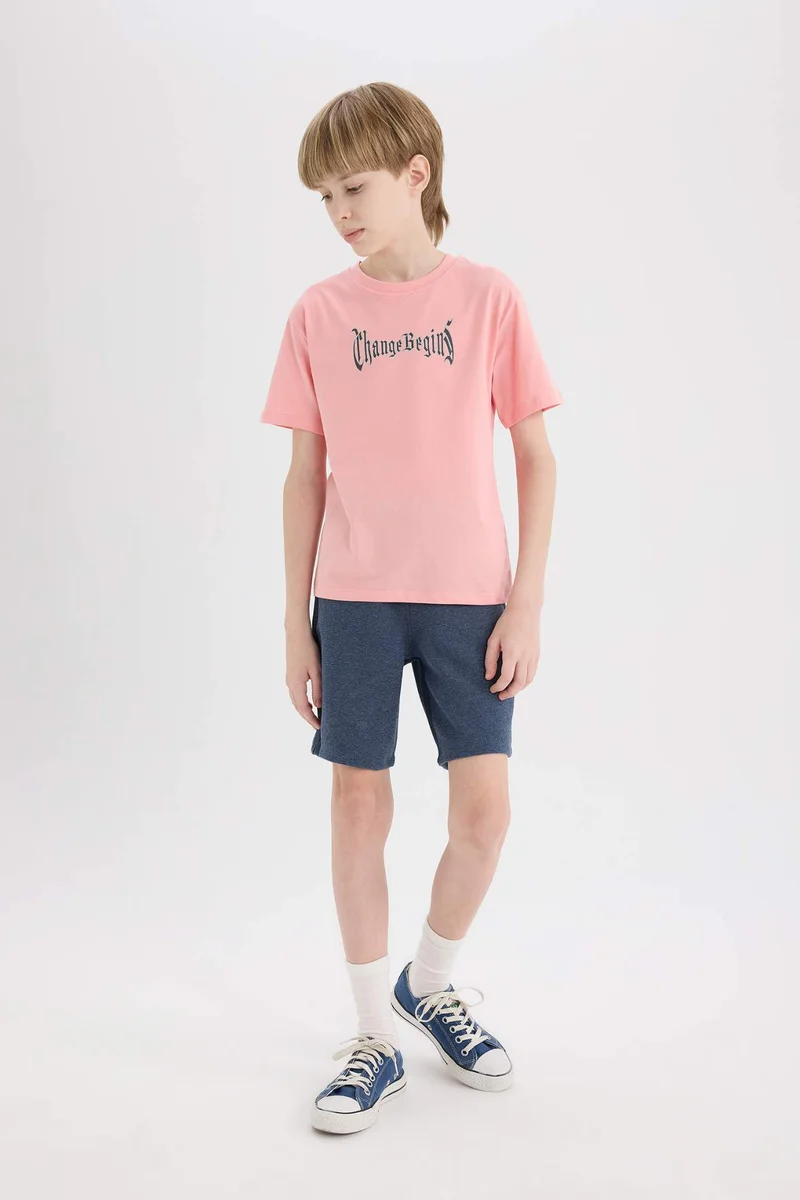 ديفاكتو Boy New Regular Fit Crew Neck Printed T-Shirt