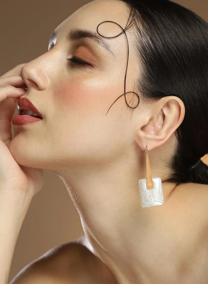 SOHI SOHI Women The Puffer-Glaze Hoop Earrings | Rose  Colour | One-Size | Metallic Acrylic & Alloy Material | Latch Back Closure | Earrings For Casual & Evening Wear