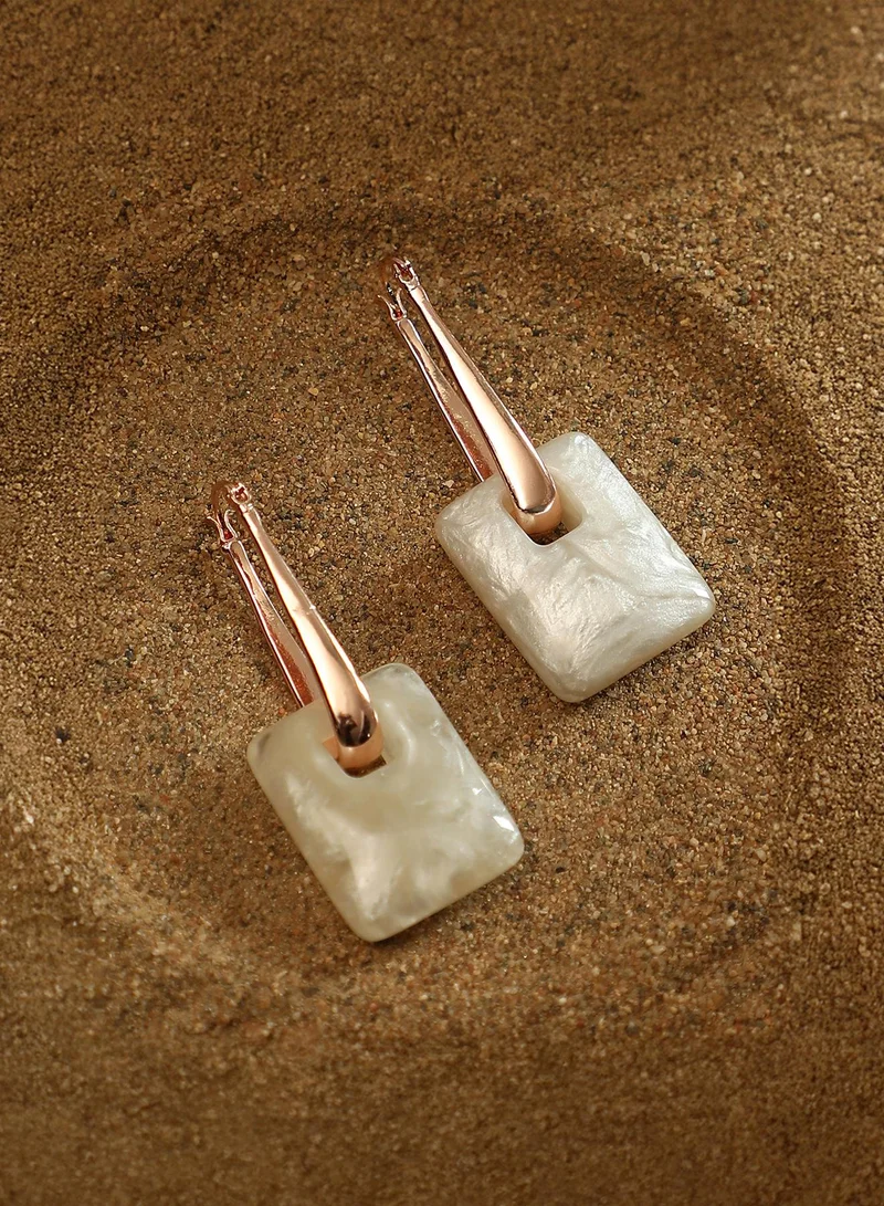 SOHI SOHI Women The Puffer-Glaze Hoop Earrings | Rose  Colour | One-Size | Metallic Acrylic & Alloy Material | Latch Back Closure | Earrings For Casual & Evening Wear