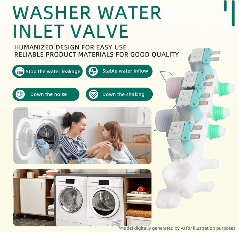 Riyhch 5304511334 Washer Water Inlet Valve Fit for Frigidaire FFTW4120S FFTW4120SW FFTW4120SW0 FFTW4120SW1 Washing Machine Replacement Parts 5304536938 33090115 5304536496 5304526580 - Image 3