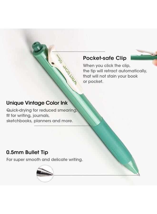 WRITECH Retractable Gel Pens Quick Dry Ink Pens Fine Point 0.5mm 10 Assorted Unique Vintage Colors For Journaling, Drawing, Doodling, and Notetaking (Vintage 2) - Image 3