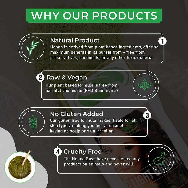 The Henna Guys عبوة واحدة من صبغة الحناء البنية الفاتحة للشعر واللحية 100 جرام - لون شعر طبيعي، صبغة شعر نباتية - هناء غايز - Image 4