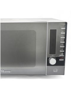 Home Microwave 25L 1400W With Grill Power: 220-240V/50Hz. Microwave power output: 900 watts. Microwave power: 1400 watts. Grill power: 1000 watts. Capacity: 25 liters. Works grill function. It is characterized by speed . Combines many functions. Contains an automatic cooking menu. It is characterized by the presence of an end of cooking signal. There is a timer to set the time and an indicator at the end of cooking. Accessories: Microwave window – circular cylinder – hub – control panel – router guide – glass tray – grill heater – metal shelf. The device has 2 cooking stages. It has a heat-insulating handle for easy use.  - Image 3