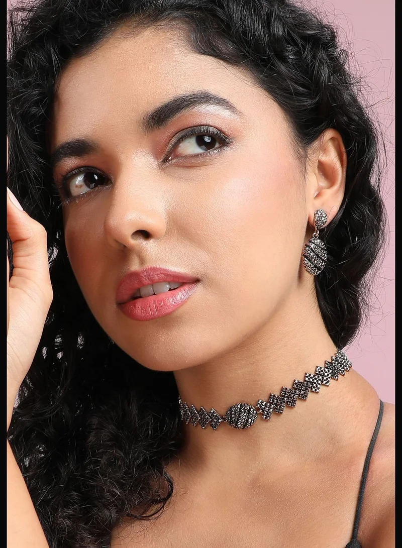 SOHI Gold Plated Designer Stone Party Wear Necklace and Earring Set For Women