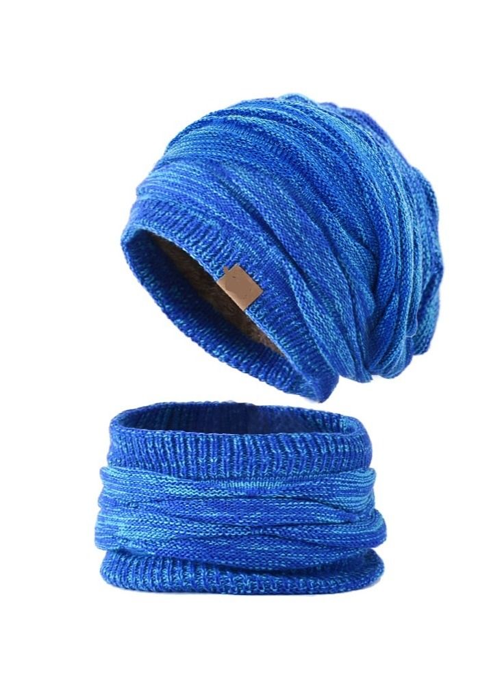 Loquat Winter Padded Set Cap Knitted Hat Scarf 2-Piece Set