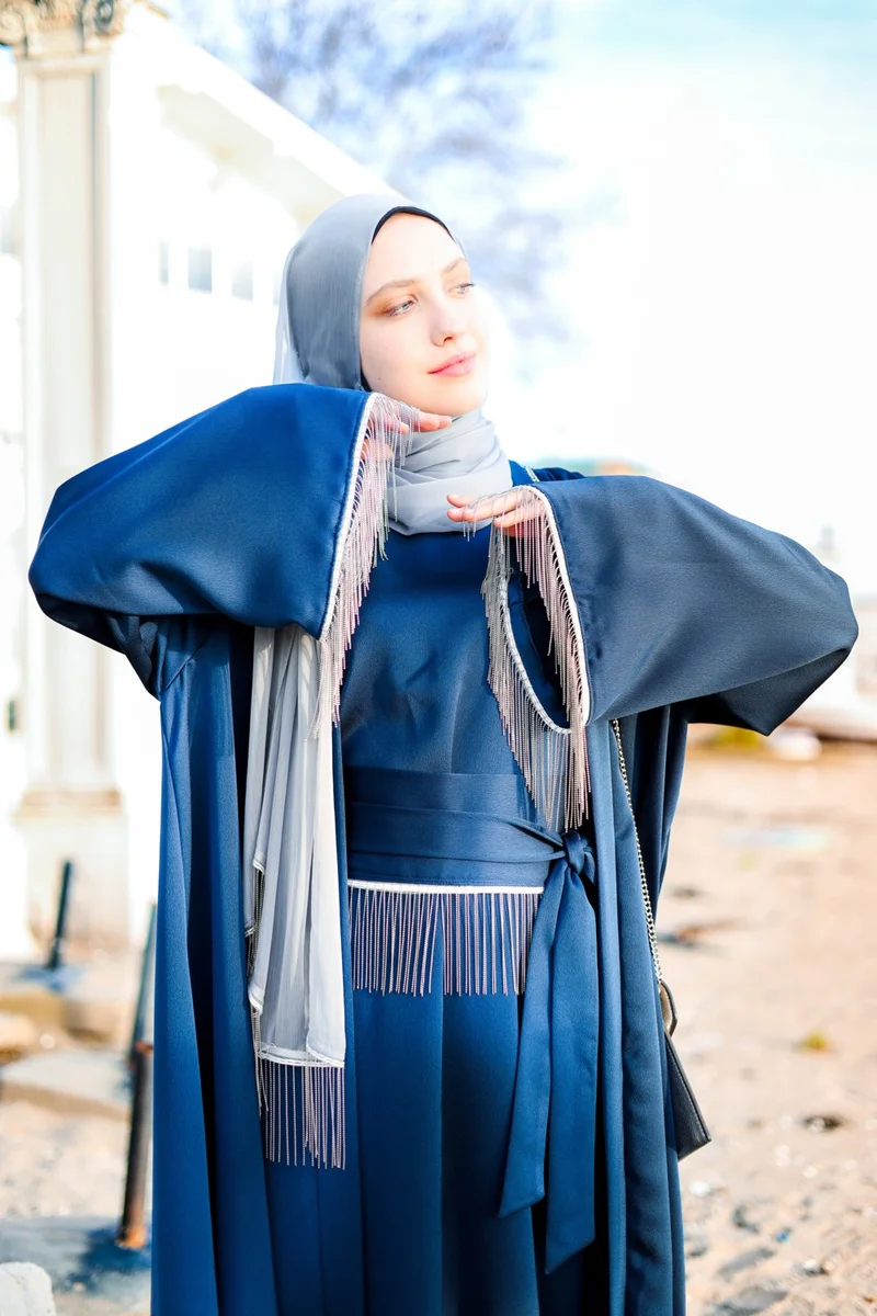 Harika Wear Harika Crepe Satin Three Piece Blue Suit