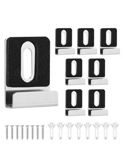 8pcs Metal Mirror Holder Kit, Mirror Clips with Screws Rubber Pads Mirror Hooks Heavy Duty Mirror Hanger Hardware for Frameless Mounting Wall Tile Billboard Display, Silver