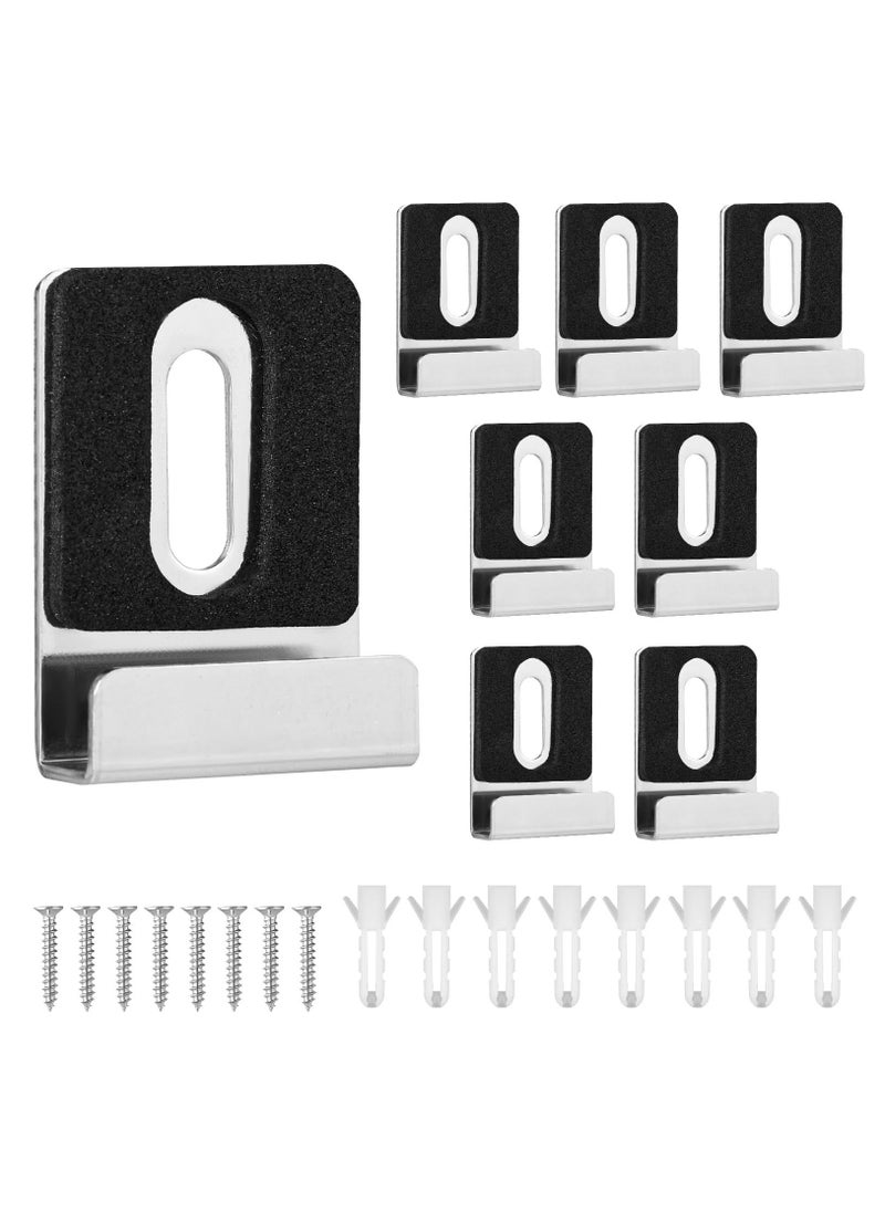 Generic - 8pcs Metal Mirror Holder Kit, Mirror Clips with Screws Rubber Pads Mirror Hooks Heavy Duty Mirror Hanger Hardware for Frameless Mounting Wall Tile Billboard Display, Silver - Image 1