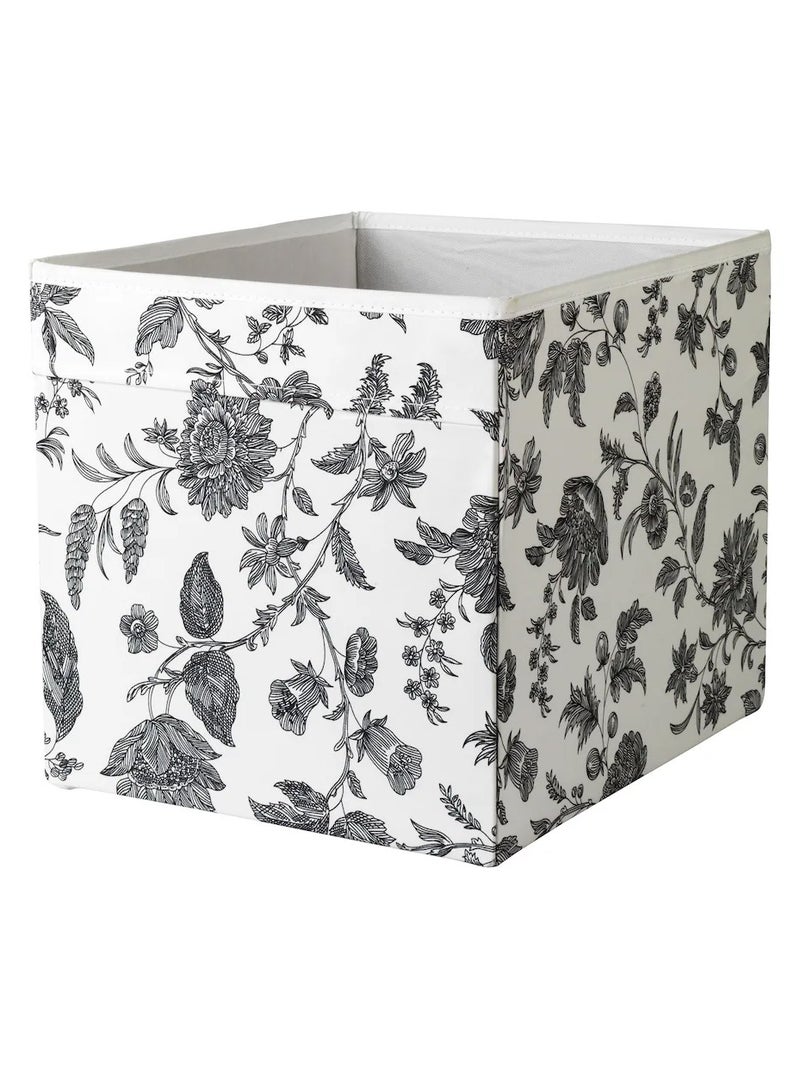 Floral pattern box black/white 33x38x33 cm - Image 1