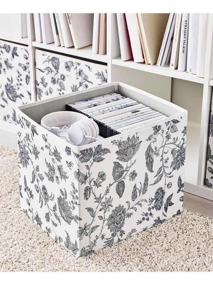 Floral pattern box black/white 33x38x33 cm - Image 2