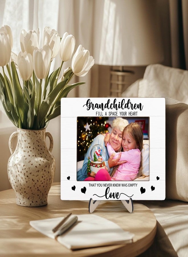 KLYTINK Grandparents Picture Frame, Grandchildren Picture Frame, Newborn Baby Gift for Grandma Grandpa, Birthday Gifts, Grandchildren Fill Your Heart with Love, Home Office Bedroom Desk Decor, 4x6Inch Photo (White-Grandchildren) - Image 2