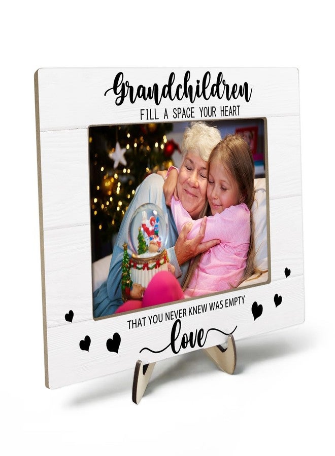 KLYTINK Grandparents Picture Frame, Grandchildren Picture Frame, Newborn Baby Gift for Grandma Grandpa, Birthday Gifts, Grandchildren Fill Your Heart with Love, Home Office Bedroom Desk Decor, 4x6Inch Photo (White-Grandchildren) - Image 1