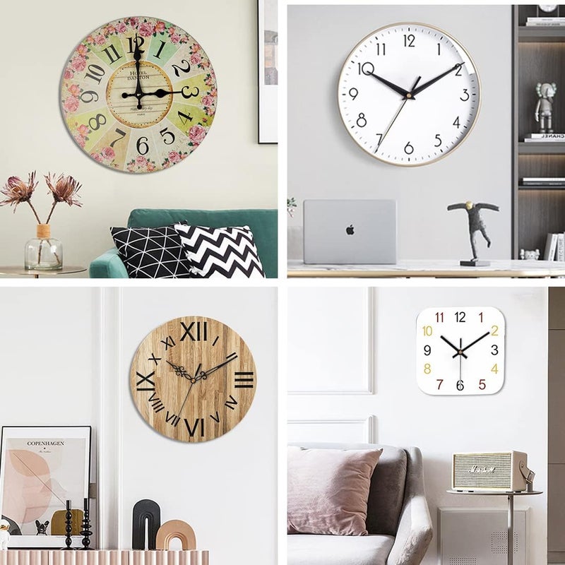 EMOON 9 Pieces Clock Mechanism Replacement Kit with 12 Pack Clock Hands, Silent Sweep Clock Motor Kit Battery Operated for Clock Repair DIY Replacement, Custom Clock - Image 4