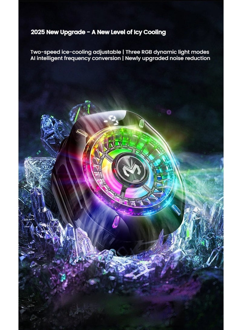 Memo Portable Magnetic Phone Cooler with LED Display, Radiator Cooling Fan, New Design Phone Cooler Magnet Absorption,  for Gaming Live Streaming  Compatible with Mobile Phones Tablet iPad - Image 1