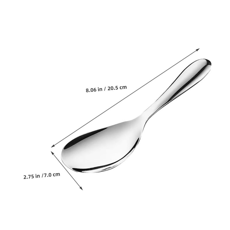 Stainless Steel Rice Paddle Non Stick Cooking Spoon Set of 2 Ergonomic Grip Serving Stirring Utensil - Image 3