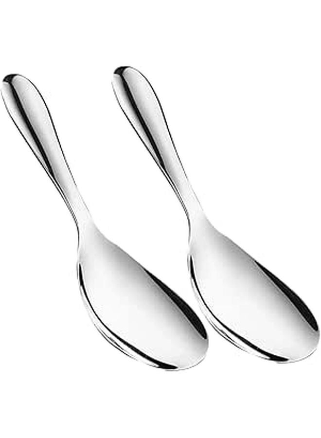 Stainless Steel Rice Paddle Non Stick Cooking Spoon Set of 2 Ergonomic Grip Serving Stirring Utensil - Image 1