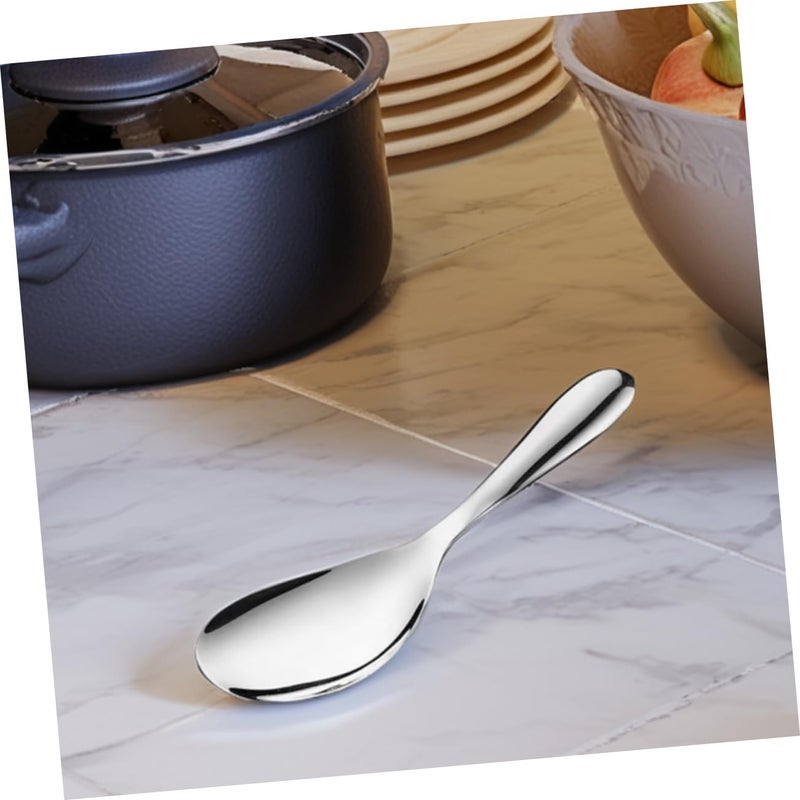 Stainless Steel Rice Paddle Non Stick Cooking Spoon Set of 2 Ergonomic Grip Serving Stirring Utensil - Image 5