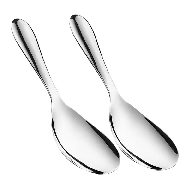Stainless Steel Rice Paddle Non Stick Cooking Spoon Set of 2 Ergonomic Grip Serving Stirring Utensil - Image 2