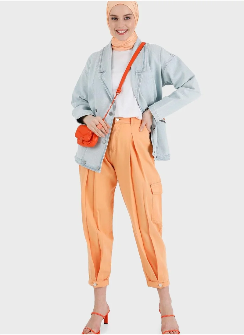 Refka by modanisa Pleat Detail High Waist Pants