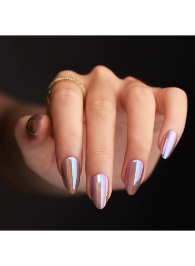 Goolsky Premium Long Almond Press-on Nails with Holographic Aurora Mermaid Effect for Elegant Charm - Image 4