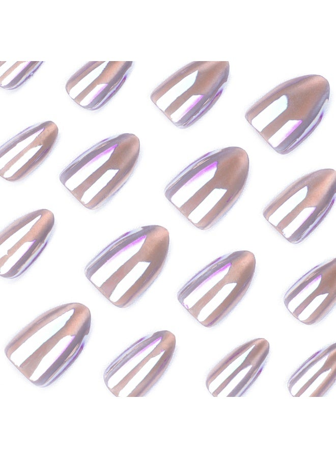 Goolsky Premium Long Almond Press-on Nails with Holographic Aurora Mermaid Effect for Elegant Charm - Image 5