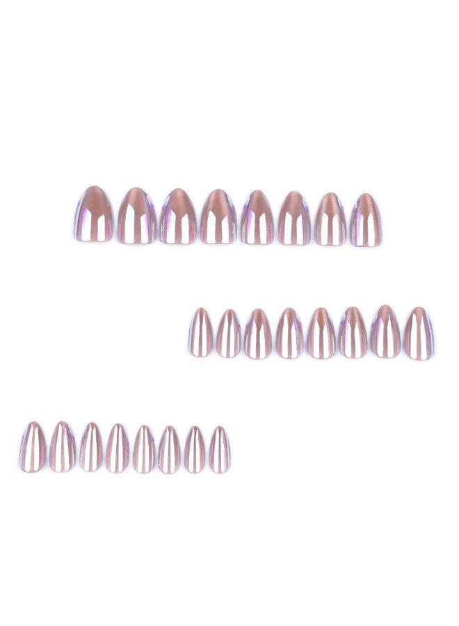 Goolsky Premium Long Almond Press-on Nails with Holographic Aurora Mermaid Effect for Elegant Charm - Image 2