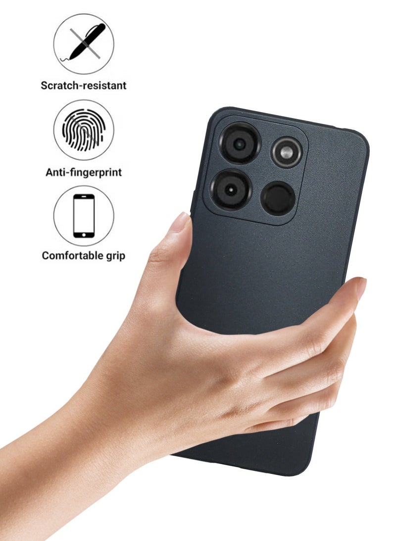 TEAM LUXURY غطاء TPU لهاتف ITEL A60S 4G مع جل سيليكون سائل وحافة مطاطية، غطاء مقاوم للماء ومضاد للسقوط والزيت، غطاء صلب نحيف مضاد للصدمات لحماية ITEL A60S 4G باللون الأسود - Image 3