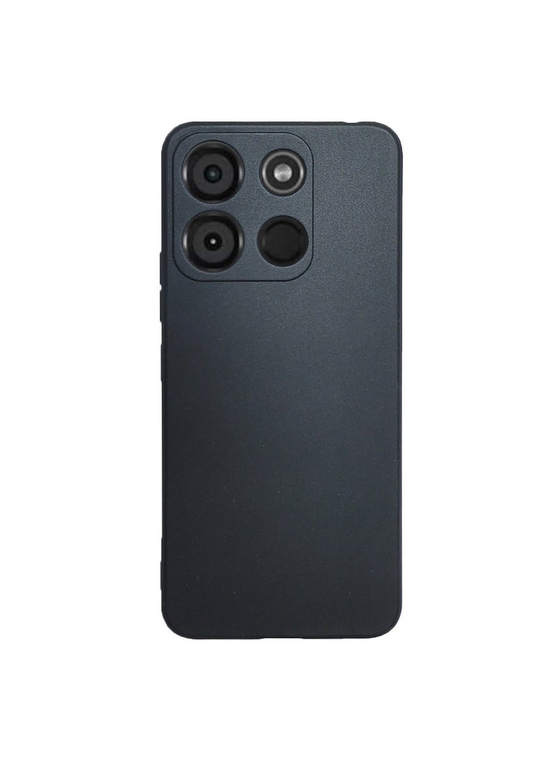 TEAM LUXURY غطاء TPU لهاتف ITEL A60S 4G مع جل سيليكون سائل وحافة مطاطية، غطاء مقاوم للماء ومضاد للسقوط والزيت، غطاء صلب نحيف مضاد للصدمات لحماية ITEL A60S 4G باللون الأسود - Image 1