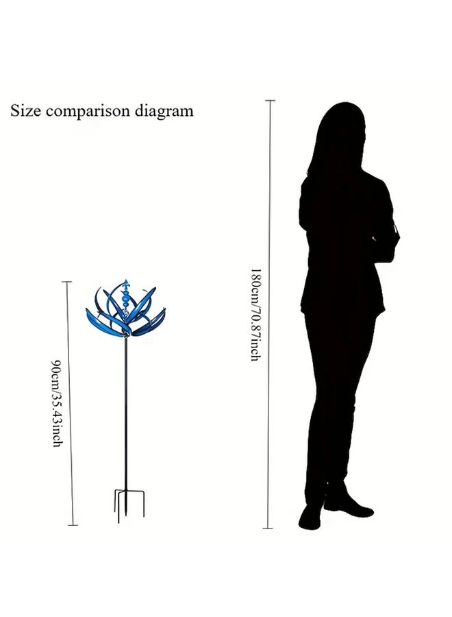 1 2 Piece Outdoor Metal Wind Spinner Windmill For Patio Garden Yard Art Red Blue Rotating No Electricity Hanging Decor Artistic Garden Ornament - Image 4