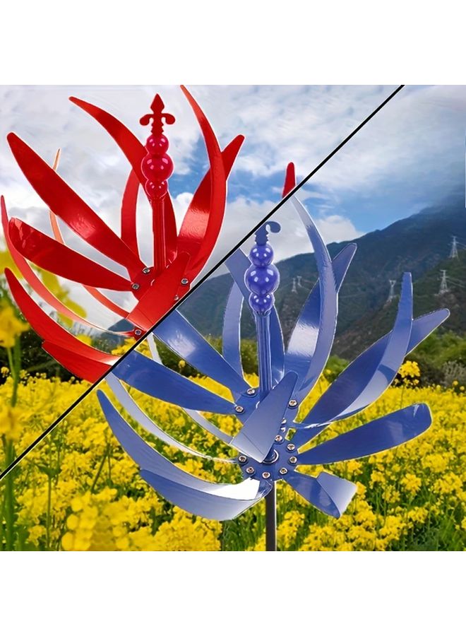 1 2 Piece Outdoor Metal Wind Spinner Windmill For Patio Garden Yard Art Red Blue Rotating No Electricity Hanging Decor Artistic Garden Ornament - Image 1