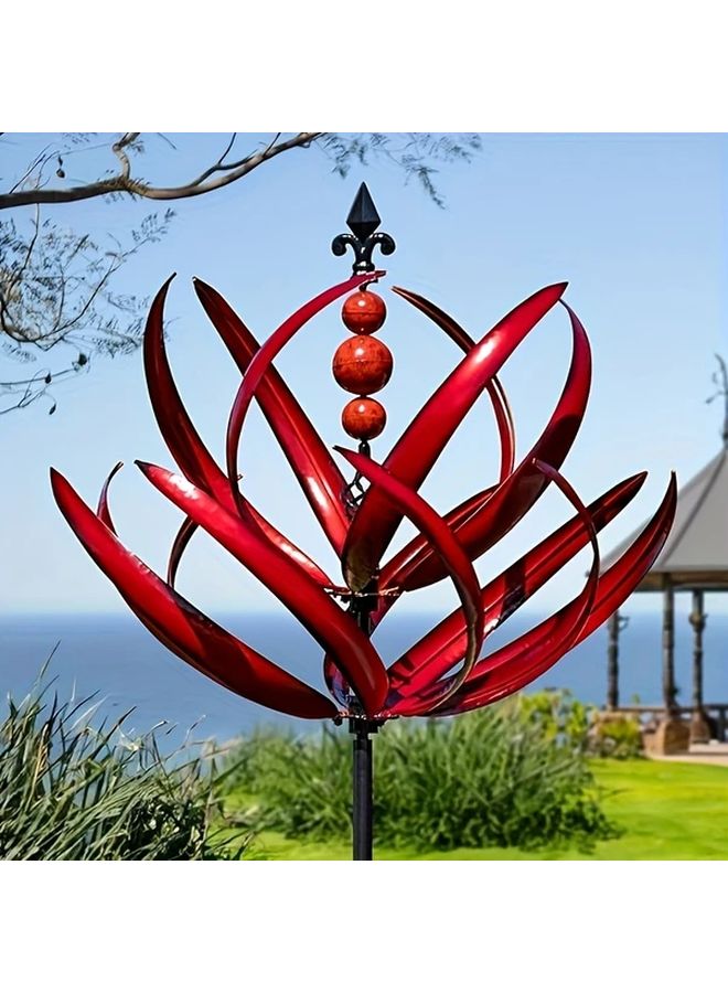 1 2 Piece Outdoor Metal Wind Spinner Windmill For Patio Garden Yard Art Red Blue Rotating No Electricity Hanging Decor Artistic Garden Ornament - Image 2
