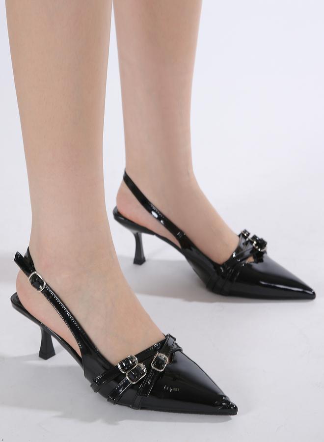 سنيك ايه بيك كعب ستيليتو مدبب بكعب عالٍ وتفاصيل مشبك من ستايلي - Image 2