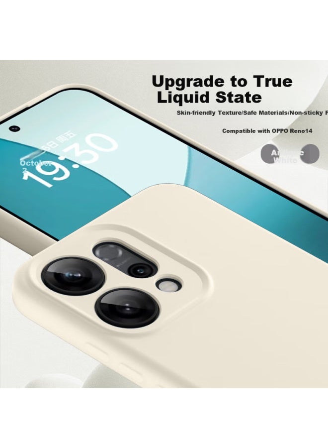 Shangsu Liquid Silicone Soft Case For Oppo Reno14, Full Coverage Lens Protection, Anti-Drop, Simple Solid Color, Premium Antique White Case For Men And Women