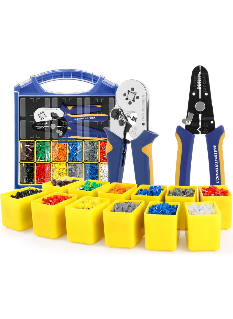 haisstronica haisstronica Ferrule Crimping Tool Kit AWG 23-7 Wire Ferrules Crimper with 2500pcs Wire End Terminals AWG 22-7 and Wire Stripper  - Image 1