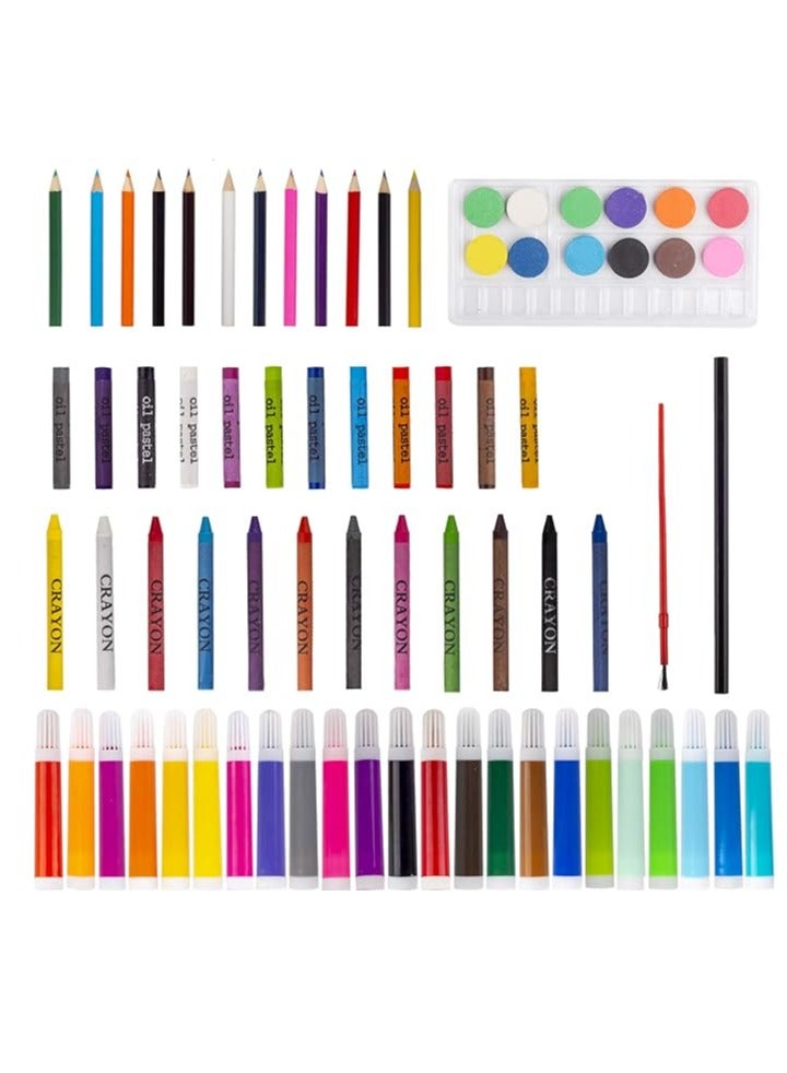 مجموعة تلوين محمولة للاطفال من 86 قطعة للرسم والتلوين، بينك - Image 4