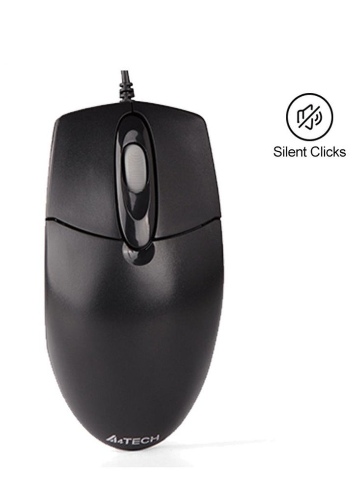 A4TECH - OP-720s USB Silent Optical Office Mouse - 4 Way Wheel Smart Scrolling - 8 Selectable hotkey - 1200DPI - Durable 3 Button Life (5M Click) For PC/MAC | Black - Image 1