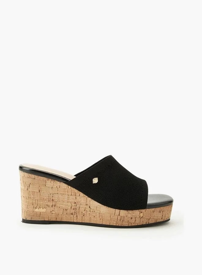 Surestep BLACK Women Textured Wedge Heel Sandals for Women | Best Price UAE